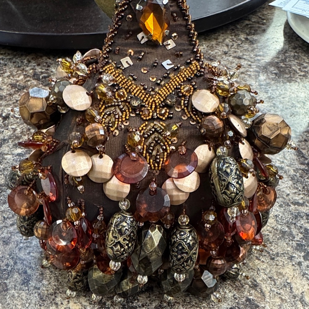 Mary Frances Beaded Clutch in Brown and Gold